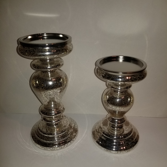 Accents 2 Mercury Glass Light Up Pedestal Candle Or Glass Holders